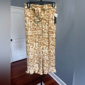 NWT Ice Blue Beige Geometric Wide Leg Pants